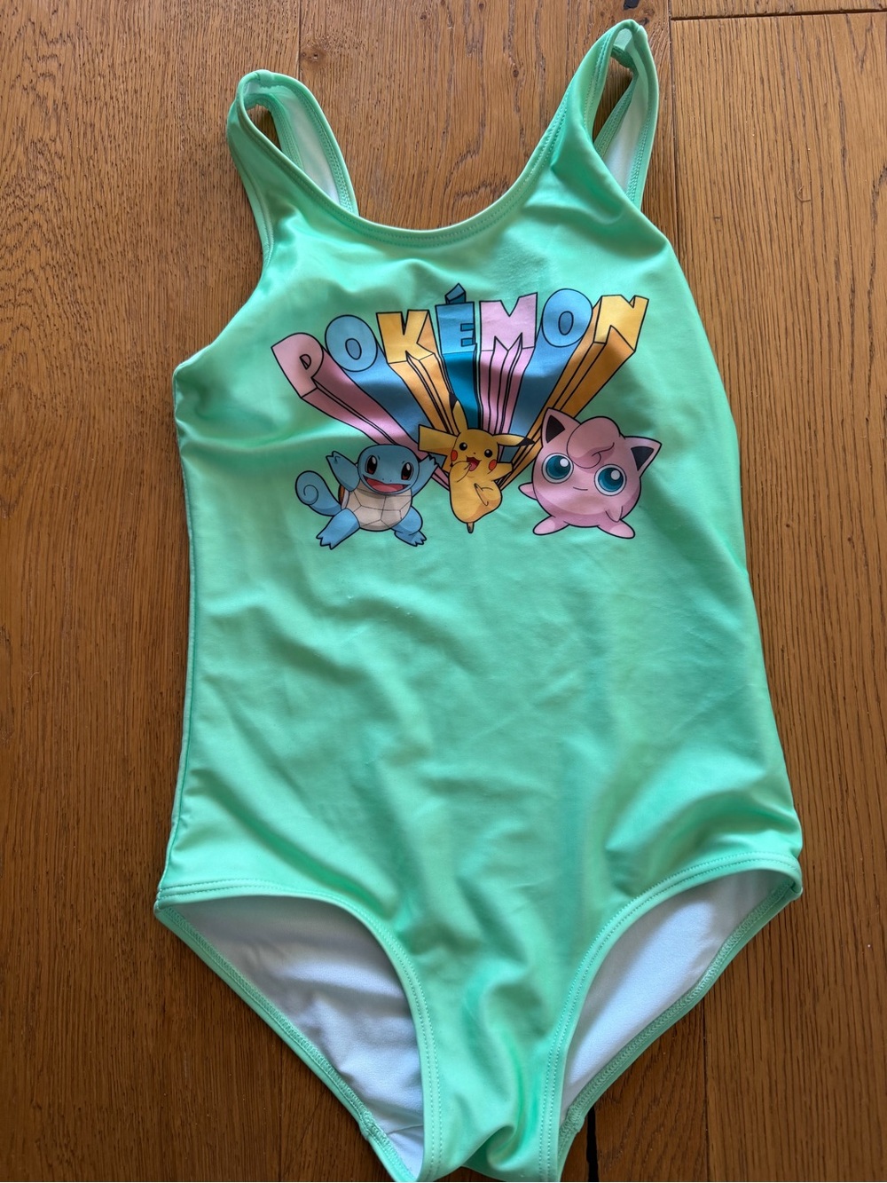 Pokemon Kids One-Piece Swim Suit in Green with Pikachu, Squirtle & Jigglypuff - Picture 2 of 7